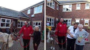Oslo the reindeer visits Roker care home